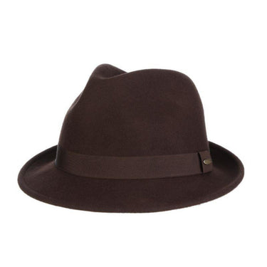 Scala Fremont Crushable Wool Felt Fedora in Chocolate #color_ Chocolate