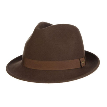 Scala Fremont Crushable Wool Felt Fedora in Khaki #color_ Khaki