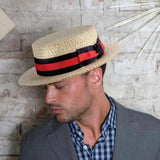 Scala Gondola Braided Laichow Straw Boater Hat in #color_