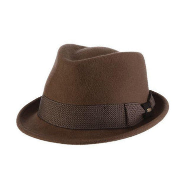 Scala Rexburg Wool Stingy Brim Fedora in Khaki #color_ Khaki