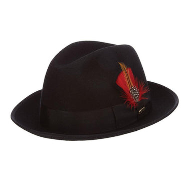 Scala Uptown Short Brim Wool Fedora in Black #color_ Black