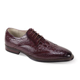 Giovanni Shane Classic Crocodile-Embossed Oxford Shoes in Burgundy #color_ Burgundy