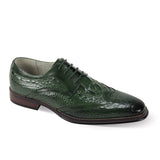 Giovanni Shane Classic Crocodile-Embossed Oxford Shoes in Emerald #color_ Emerald