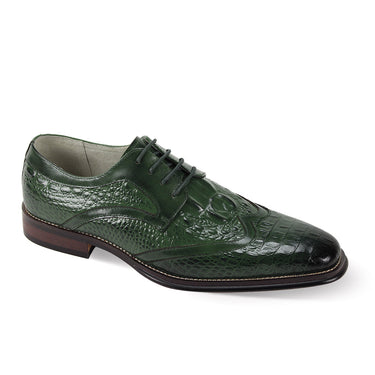 Giovanni Shane Classic Crocodile-Embossed Oxford Shoes in Emerald #color_ Emerald