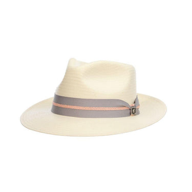 Stacy Adams Bennett Teardrop Toyo Straw Fedora in Peach #color_ Peach