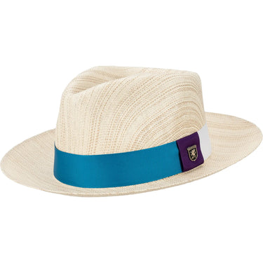 Stacy Adams Benton Matte Shantung Straw Fedora in Blue #color_ Blue