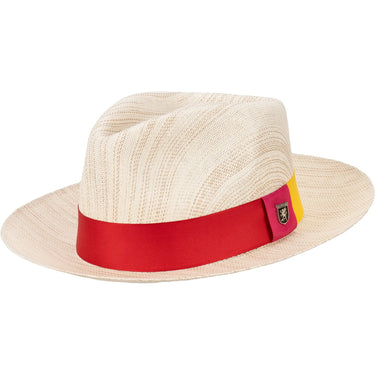 Stacy Adams Benton Matte Shantung Straw Fedora in Brick #color_ Brick