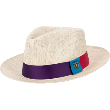 Stacy Adams Benton Matte Shantung Straw Fedora in Plum #color_ Plum