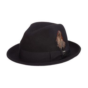 Stacy Adams Chelsea Wool Felt Fedora in Black #color_ Black