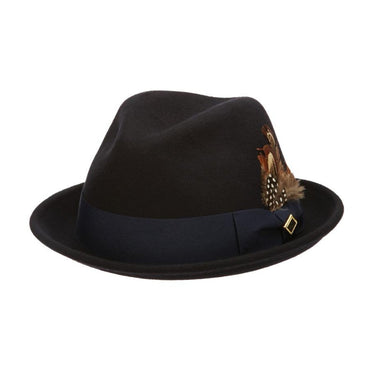 Stacy Adams Chelsea Wool Felt Fedora in Navy #color_ Navy