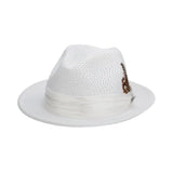 Stacy Adams Dublin Vented Poly Braid Fedora in White #color_ White