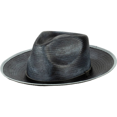 Stacy Adams Ritz Toyo Wide Brim Fedora in Black / Grey #color_ Black / Grey