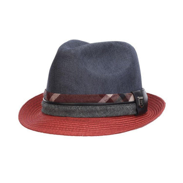 Stacy Adams Roxbury Toyo Straw Fedora in Navy #color_ Navy