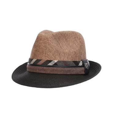 Stacy Adams Roxbury Toyo Straw Fedora in Brown #color_ Brown