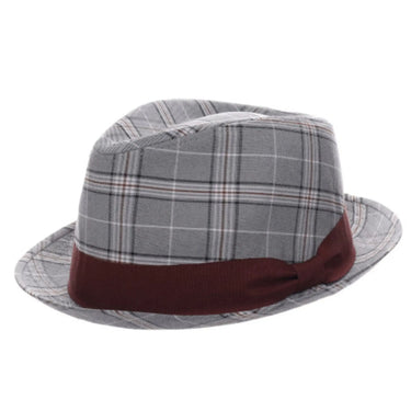 Stacy Adams Stanza Polyester Plaid Fedora in Blue Plaid #color_ Blue Plaid