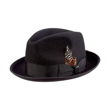 Stacy Adams Trenton Wool Felt Fedora in Black #color_ Black