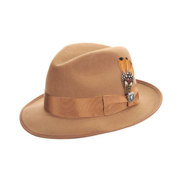 Stacy Adams Trenton Wool Felt Fedora in Pecan #color_ Pecan