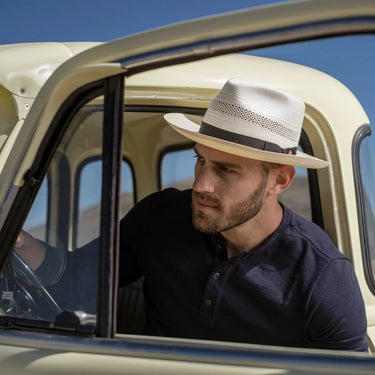 Stetson Alderton Vented Wide Brim Shantung Straw Fedora in #color_