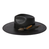 Stetson Atacama Shantung Straw Wide Brim Fedora in Black #color_ Black