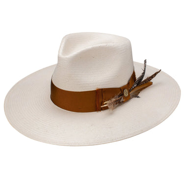 Stetson Atacama Shantung Straw Wide Brim Fedora in Natural #color_ Natural