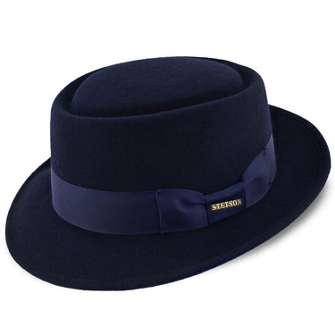 Stetson Cranston Wool Pork Pie in Navy #color_ Navy