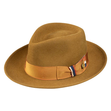 Stetson Dover Wool Felt Fedora in Cognac #color_ Cognac