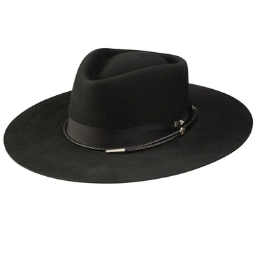 Stetson Dylan Wool Felt Wide Brim Fedora in Black #color_ Black