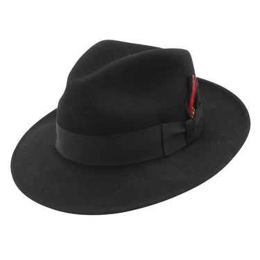 Stetson Gurnee Pinch Front Wool Felt Fedora in Black #color_ Black