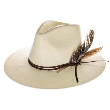 Stetson Juno Wide Brim Shantung Straw Fedora in Natural #color_ Natural