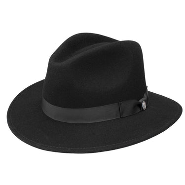 Stetson Markham Pinch Front Wool Felt Fedora in Black #color_ Black