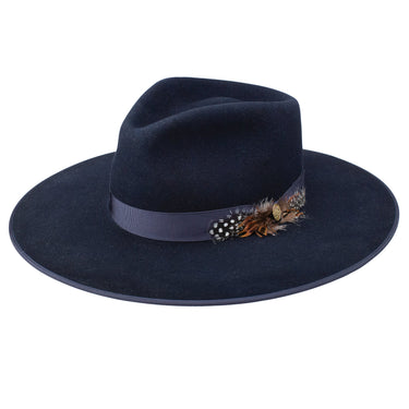 Stetson Midtown Wool Felt Wide Brim Fedora in Navy #color_ Navy