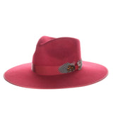 Stetson Midtown Wool Felt Wide Brim Fedora in Burgandy #color_ Burgandy