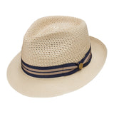 Stetson Nantucket Milan Straw Fedora in Sand #color_ Sand