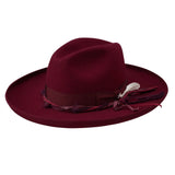 Stetson Oceanus Wool Firm Felt Wide Brim Fedora in Burgundy #color_ Burgundy