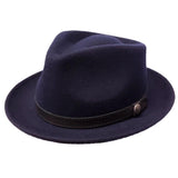 Stetson Prof Wool Felt Fedora in Navy #color_ Navy