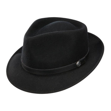 Stetson Prof Wool Felt Fedora in Black #color_ Black