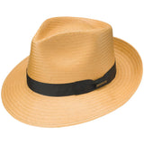 Stetson Reward Pinch Front Shantung Straw Fedora in Caramel #color_ Caramel