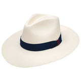 Stetson Santa Monica Shantung Straw Wide Brim Fedora in Natural / Blue #color_ Natural / Blue