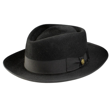 Stetson Steinbeck B Premium Fur Felt Diamond Crown Fedora in Black #color_ Black