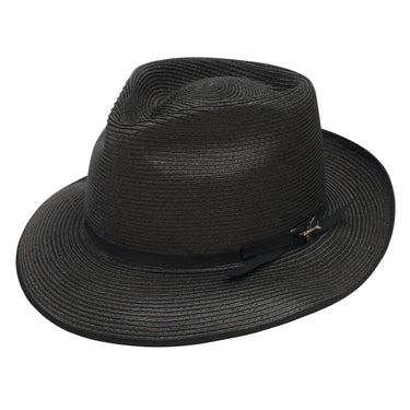 Stetson Stratoliner Milan Straw Fedora in Black #color_ Black