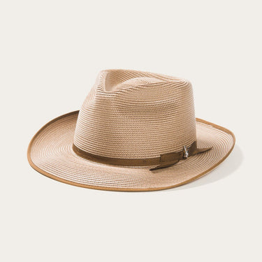 Stetson Stratoliner Milan Straw Fedora in Cognac #color_ Cognac