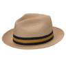 Stetson Triad Pinch Front Hemp Straw Fedora in Navy / Mustard #color_ Navy / Mustard