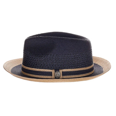 Steven Land Adrian Vented Pinch Front Polybraid Straw Fedora in #color_