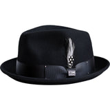 Steven Land Ayden Wool Pinch Front Fedora in Black #color_ Black