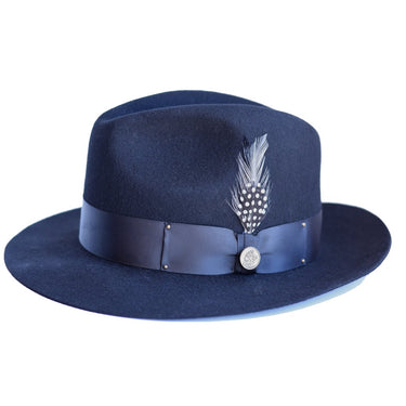 Steven Land Castro Wool Fedora in Navy #color_ Navy