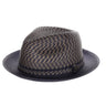 Steven Land Jacob Snap Brim Polybraid Fedora in Navy / Cognac #color_ Navy / Cognac