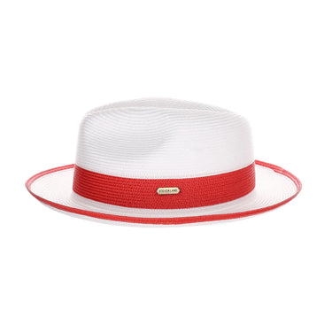 Steven Land Parker Pinch Front Polybraid Straw Fedora in #color_