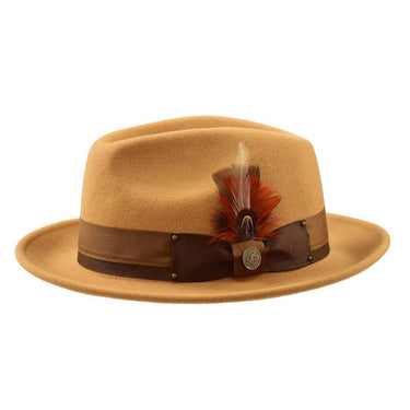 Steven Land Preston Wool Fedora in Butterscotch #color_ Butterscotch