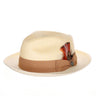 Steven Land Wall Street Hemp Straw Fedora in Ivory / Tan #color_ Ivory / Tan