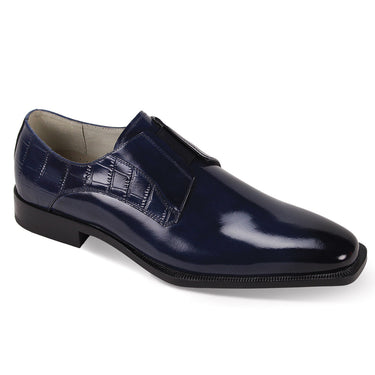 Giovanni Sullivan Leather Slip-On Dress Shoes in Dark Blue #color_ Dark Blue